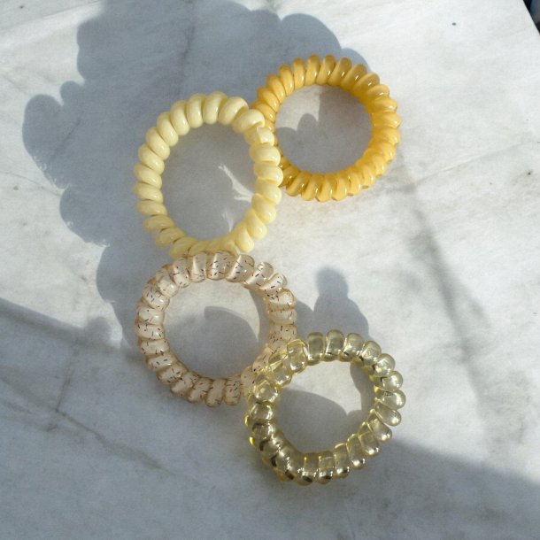 4 stk Spiral elastikker  Gule nuancer  og mnster