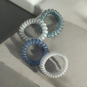 4 stk Spiral elastikker  bl nuancer  og mnster