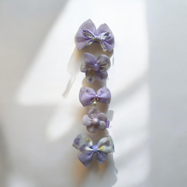 5 Sm sde hrspnder i lilla farver 