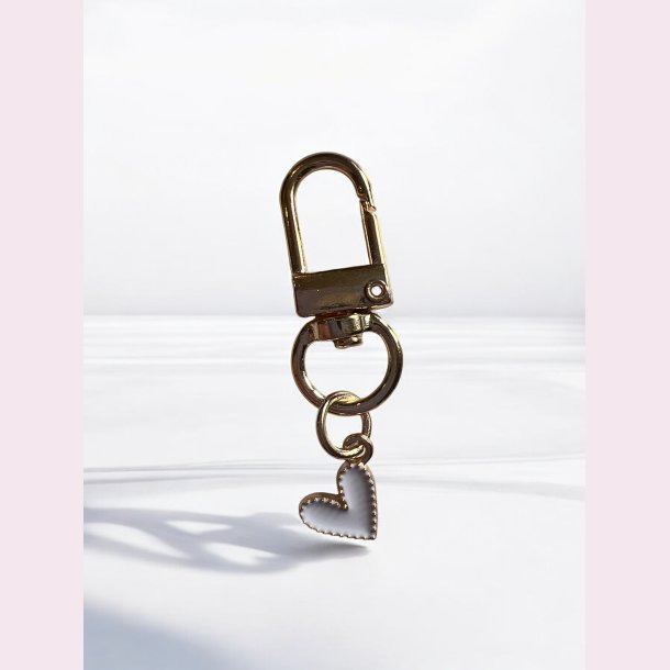 Nglering med det sdeste lille hjerte - Hvid med stiplet guldkant