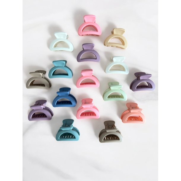 10 stk sde matte hrklemme i assorteret farver