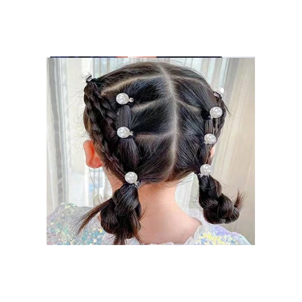 10 sm clips med fine hvide  perler 