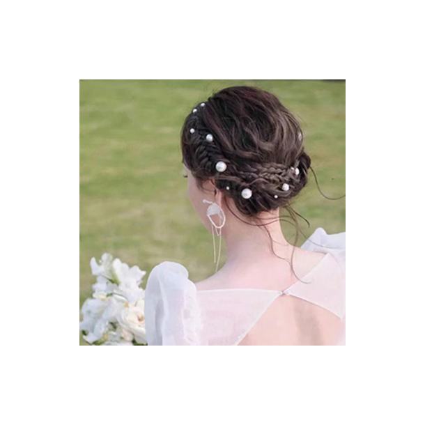 10 sm clips med fine hvide  perler 