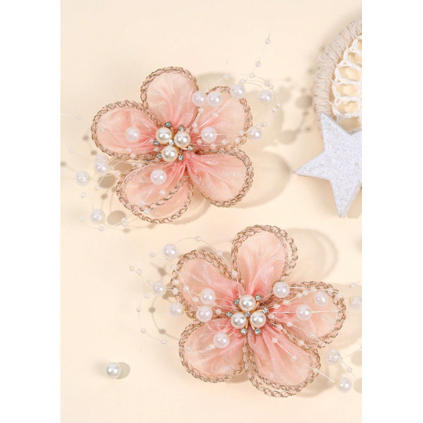 2 smukke blomster h�rclips -Lyser�d