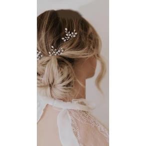 3 stk. Hrnle med hvide perler - Forgyldt