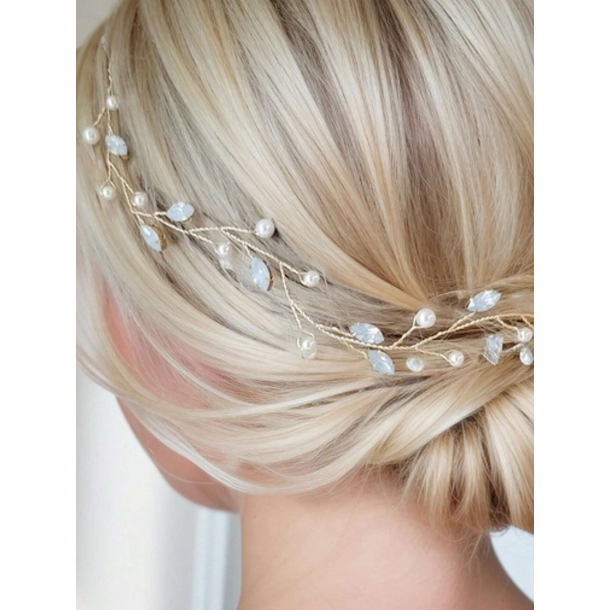 Hr smykke med fine hvide perler