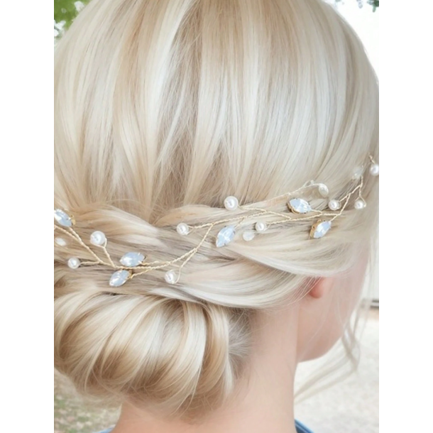 Hr smykke med fine hvide perler