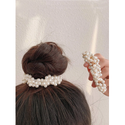 2 stk. Elegante hr elastikker med hvide perler