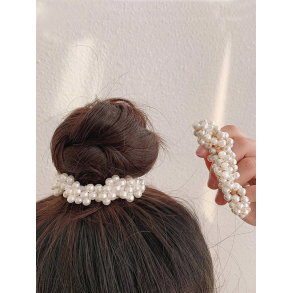 2 stk. Elegante hr elastikker med hvide perler