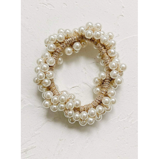 2 stk. Elegante hr elastikker med hvide perler