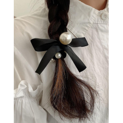 2 stk. Elegante hr elastikker med hvide perler og sljfer