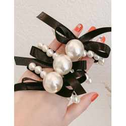 2 stk. Elegante hr elastikker med hvide perler og sljfer