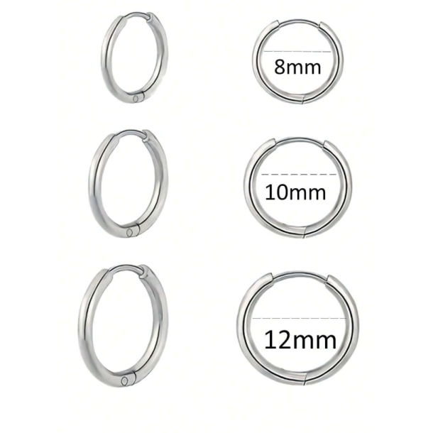 6 stk. Hoops reringe - Slv