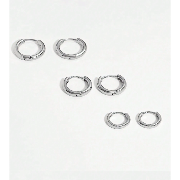 6 stk. Hoops reringe - Slv