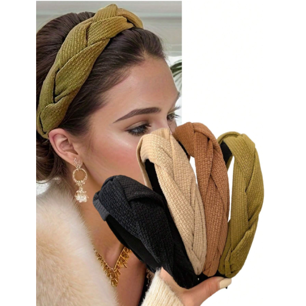 Hrbjle i lkkert bldt stof med snoede detaljer - Brun