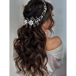 Hr smykke med smukke hvide blomster - Slv 