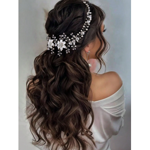 Hr smykke med smukke hvide blomster - Slv 