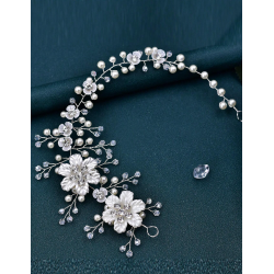 Hr smykke med smukke hvide blomster - Slv 