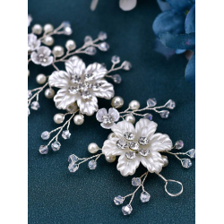 Hr smykke med smukke hvide blomster - Slv 