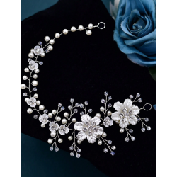 Hr smykke med smukke hvide blomster - Slv 