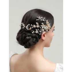 Hr smykke med de fine blomster og hvide perler 