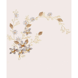 Hr smykke med de fine blomster og hvide perler 