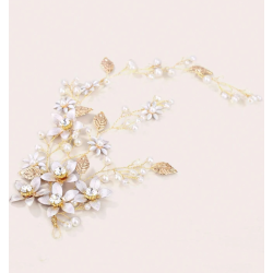 Hr smykke med de fine blomster og hvide perler 