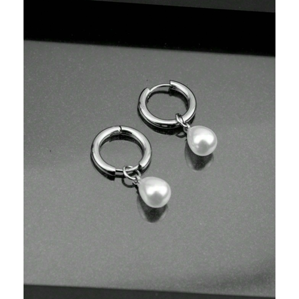 Elegante reringe med fine hvide perler - Slv