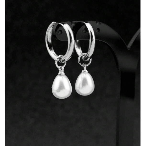 Elegante reringe med fine hvide perler - Slv