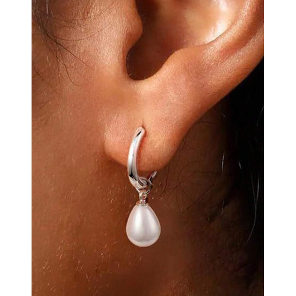 Elegante reringe med fine hvide perler - Slv