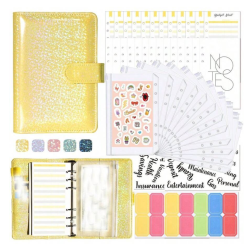 Luksus A6 Cash Stuffing binder - Gul med glimmer