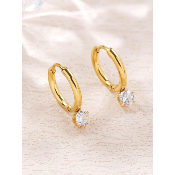 Hoops reringe med rhiensten - Forgyldt