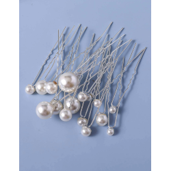 18 stk. Hrnle med hvide perle - Slv