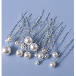 18 stk. Hrnle med hvide perle - Slv