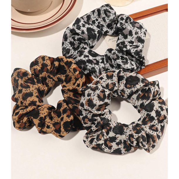 3 elegante scrunchies i leo farver