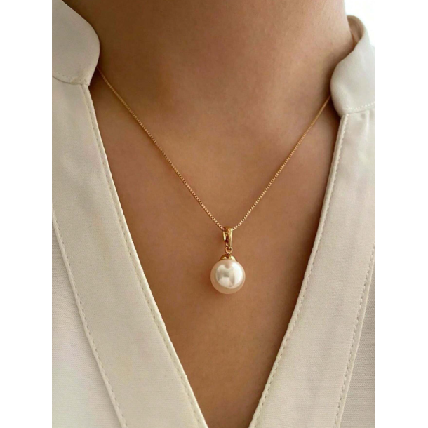 Utrolig smukt smykkest med hvide perler - Forgyldt