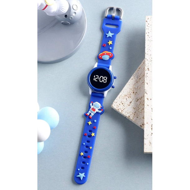 Ur med astronaut og LED lys - Bl