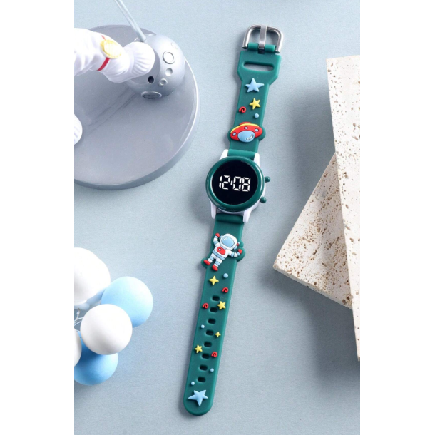 Ur med astronaut og LED lys - Grn
