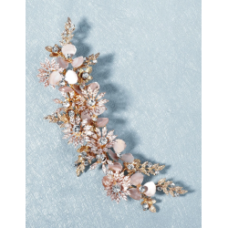 Stor hrnl med blomster og perler i gylden nuancer 