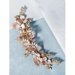 Stor hrnl med blomster og perler i gylden nuancer 