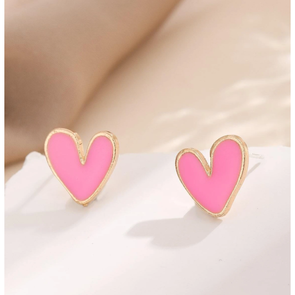 Pink hjerte reringe - Forgyldt