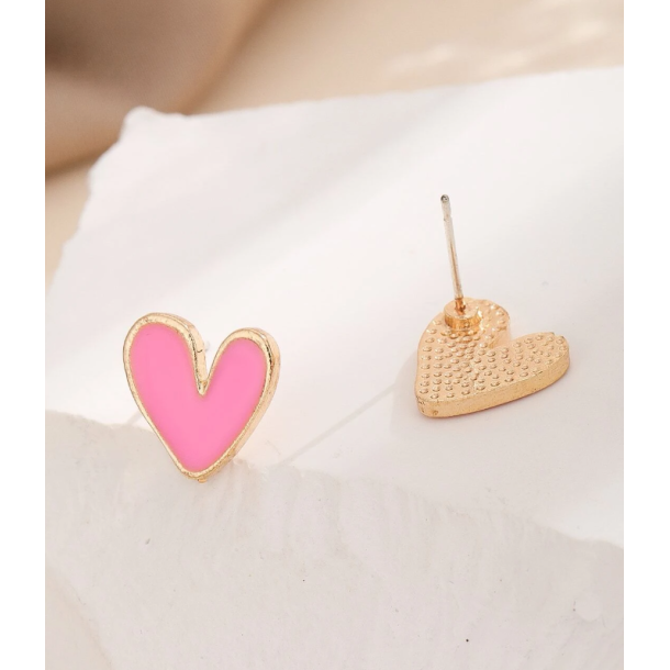 Pink hjerte reringe - Forgyldt