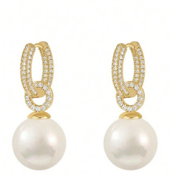 Hoops reringe med zirkonia sten og smuk perle 
