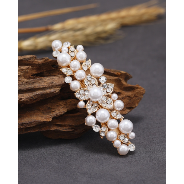 Patentspnde med smukke perler og rhinesten 