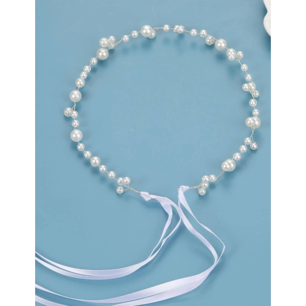 Hr smykke med fine hvide perler 