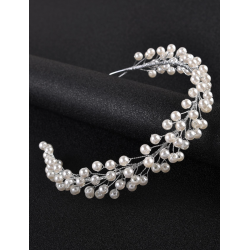 Hr smykke med mange fine hvide perler - Slv