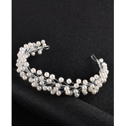 Hr smykke med mange fine hvide perler - Slv