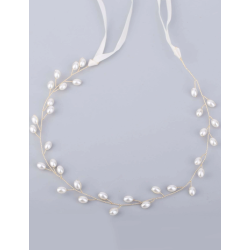 Hrsmykke med fine hvide perler 