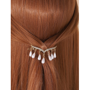 Lille hrspnde med hvide perler og rhinesten