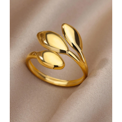 Justerbar ring med blade - Rose Gold